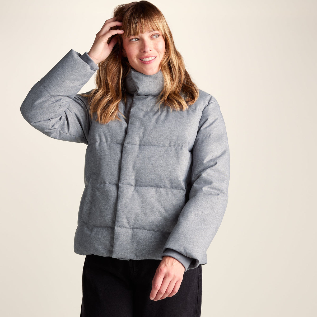 Allitt Womens Short Insulated Padded Jacket - Ice Grey Melange - Image 9