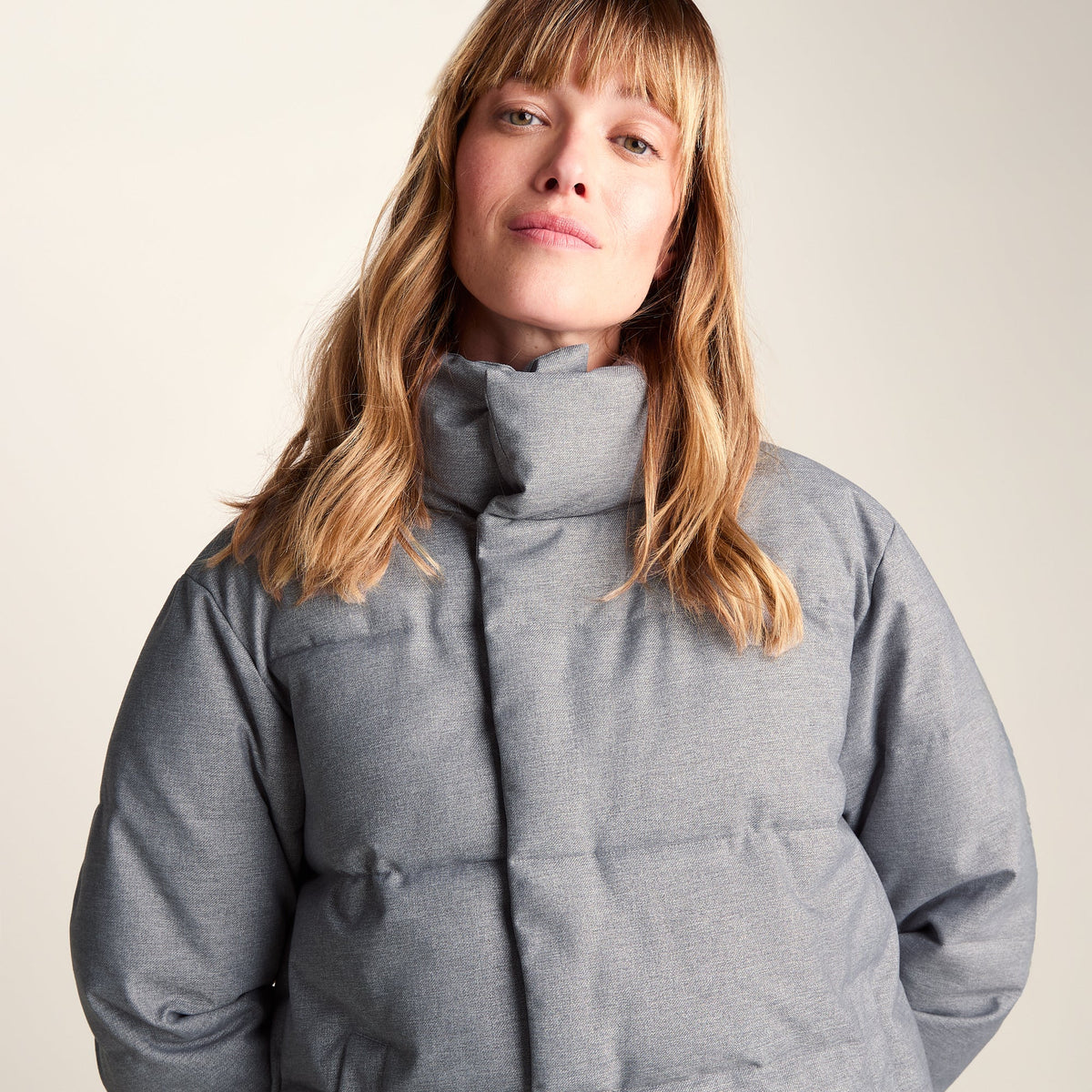 Allitt Womens Short Insulated Padded Jacket - Ice Grey Melange - Image 10