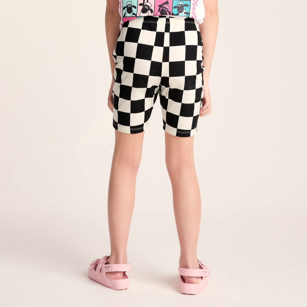 Altay Kids Shaun the Sheep Cycling Short - Black Woolly Checkerboard - Image 3