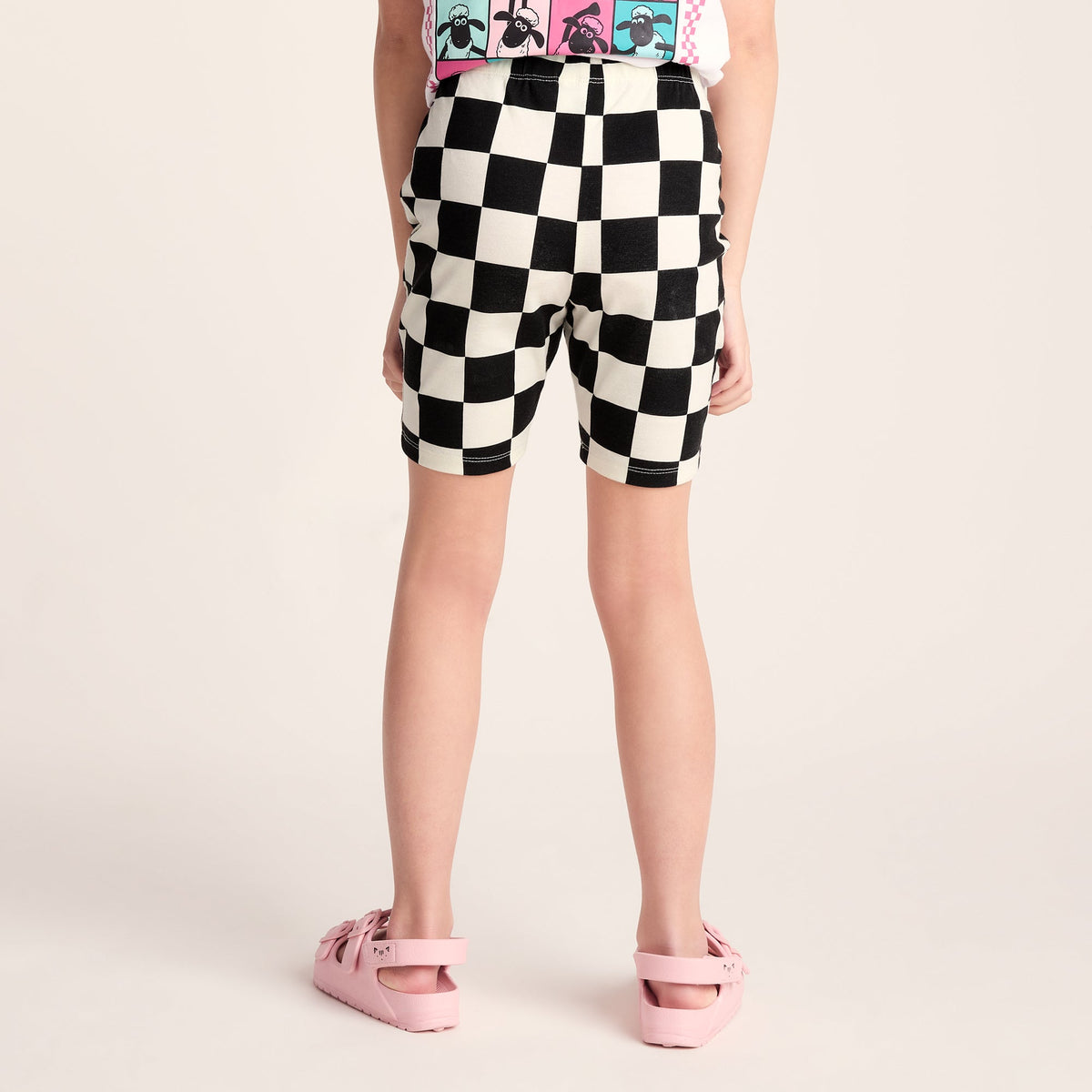 Altay Kids Shaun the Sheep Cycling Short - Black Woolly Checkerboard - Image 3