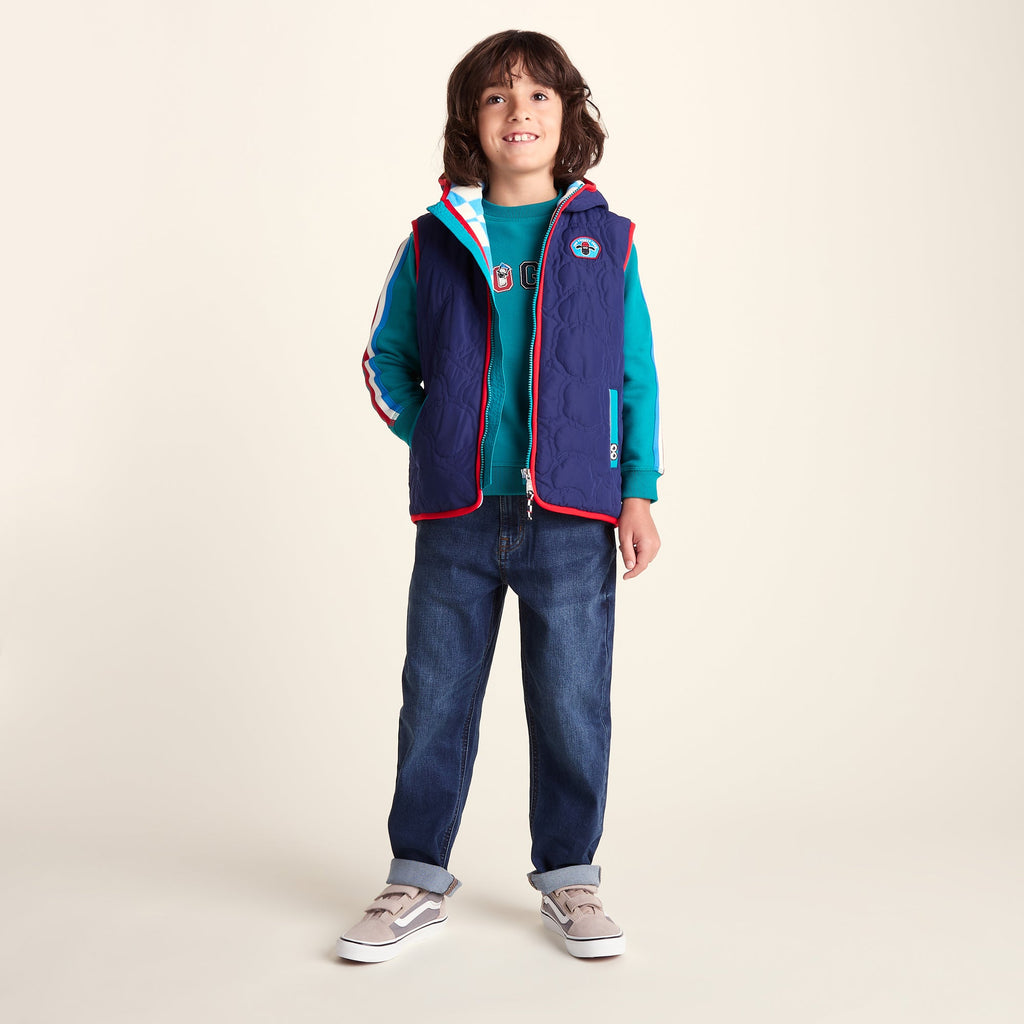 Ancon Shaun the Sheep Kids Insulated Quilted Gilet Microfleece Lining - Night Blue - Image 2