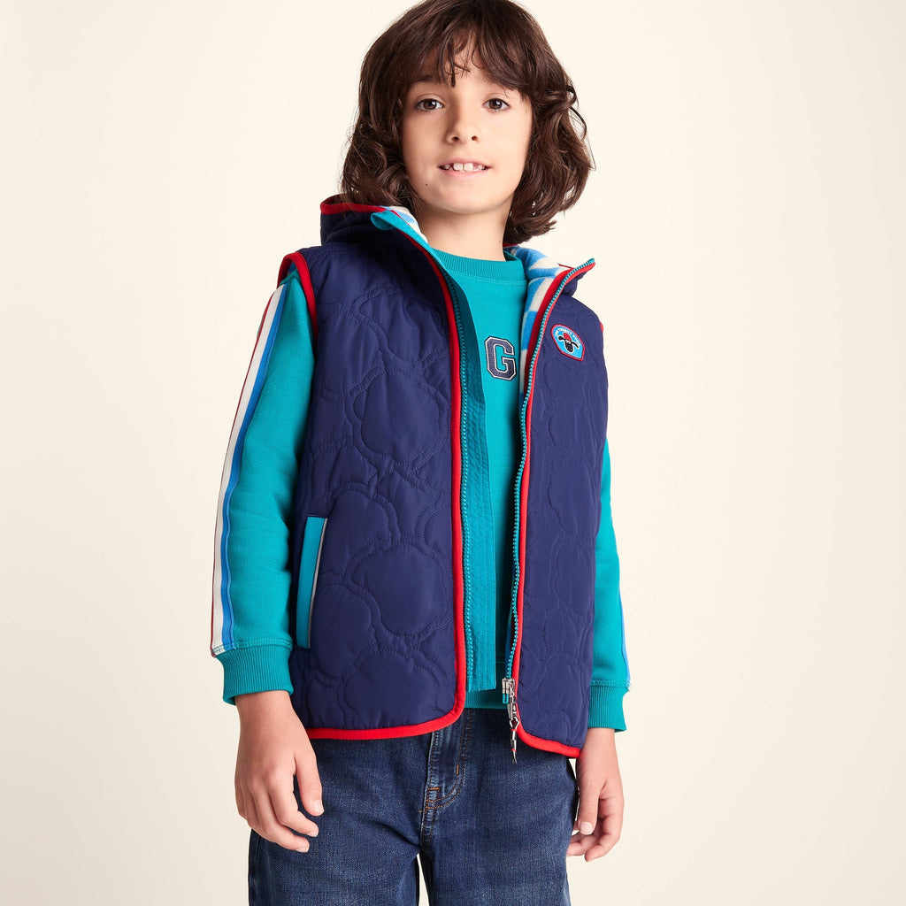 Ancon Shaun the Sheep Kids Insulated Quilted Gilet Microfleece Lining - Night Blue - Image 5