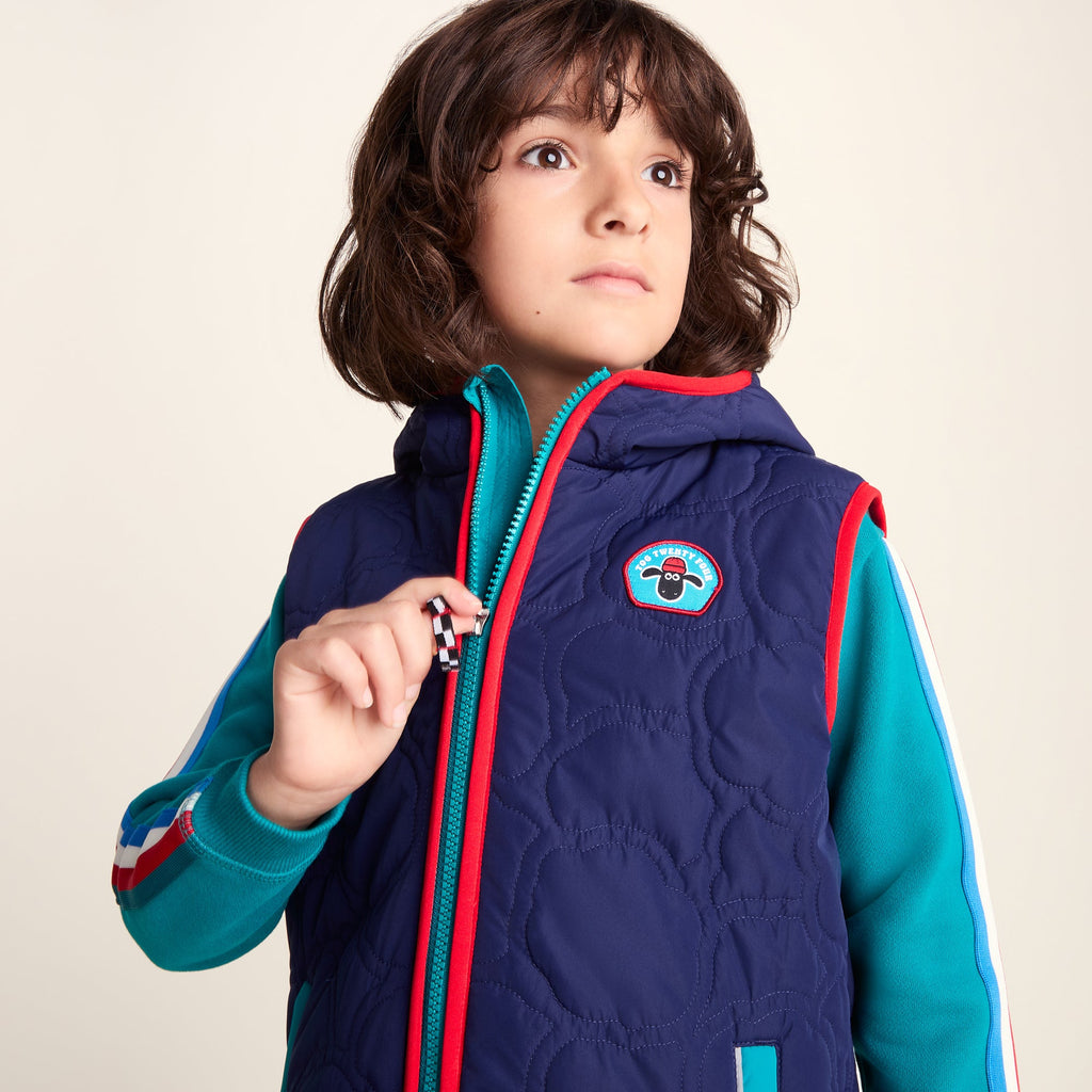 Ancon Shaun the Sheep Kids Insulated Quilted Gilet Microfleece Lining - Night Blue - Image 6