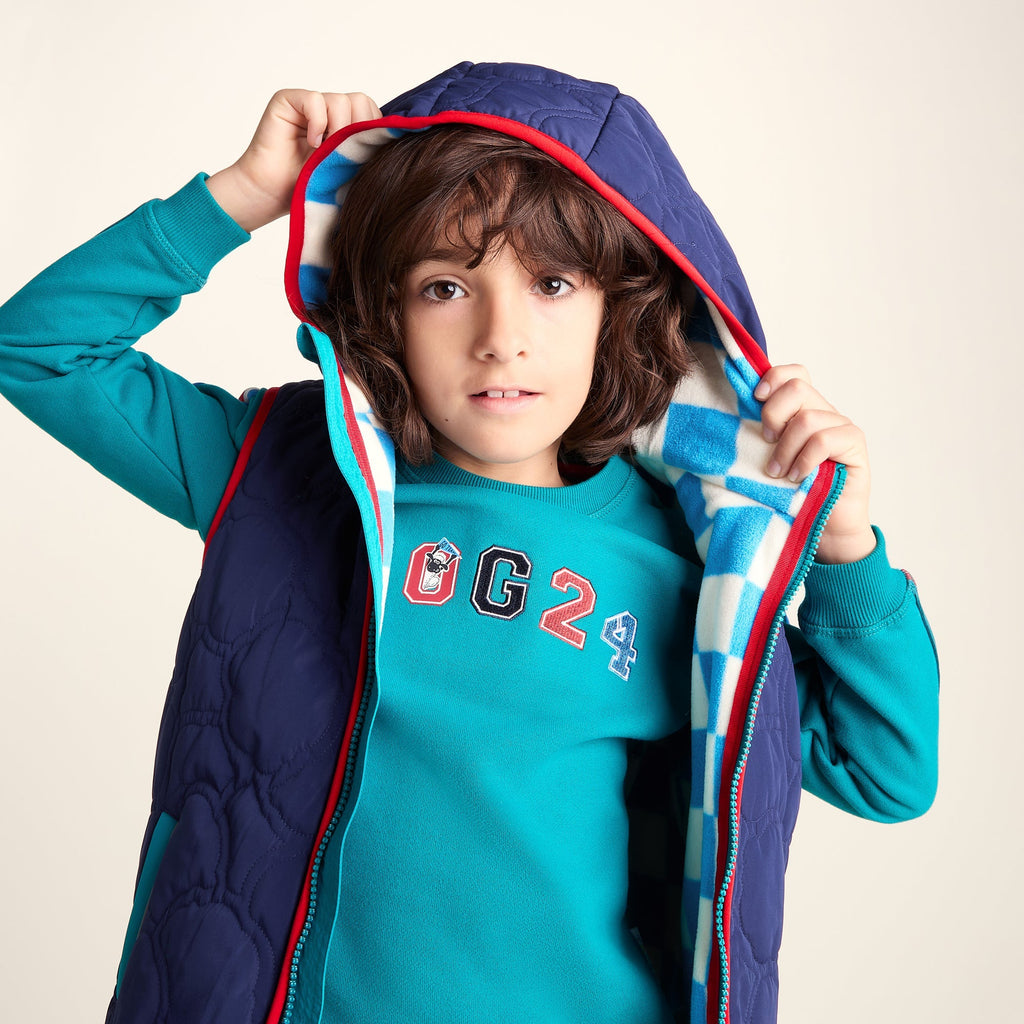 Ancon Shaun the Sheep Kids Insulated Quilted Gilet Microfleece Lining - Night Blue - Image 7