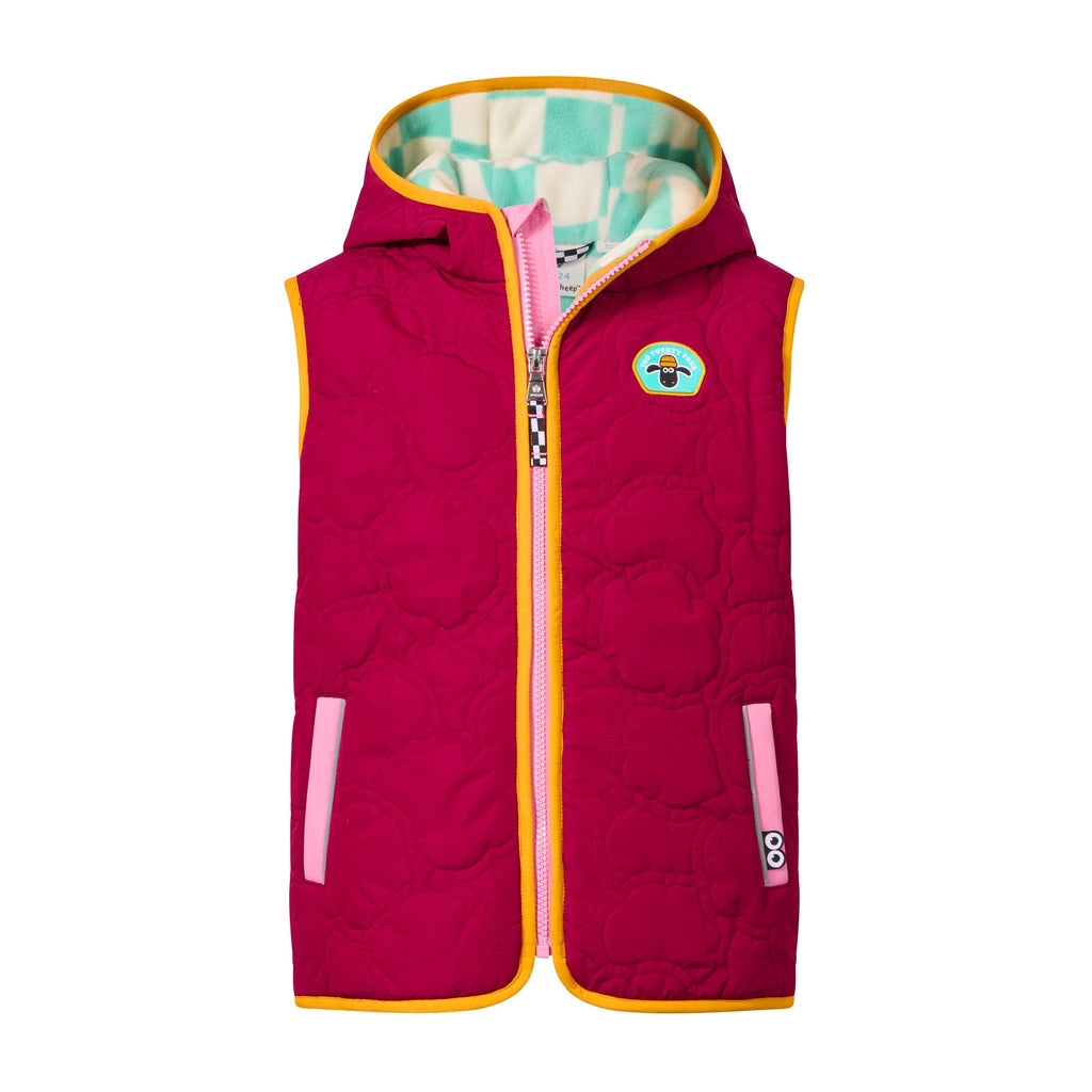 Ancon Shaun the Sheep Kids Insulated Quilted Gilet Microfleece Lining - Beetroot Red - Image 11