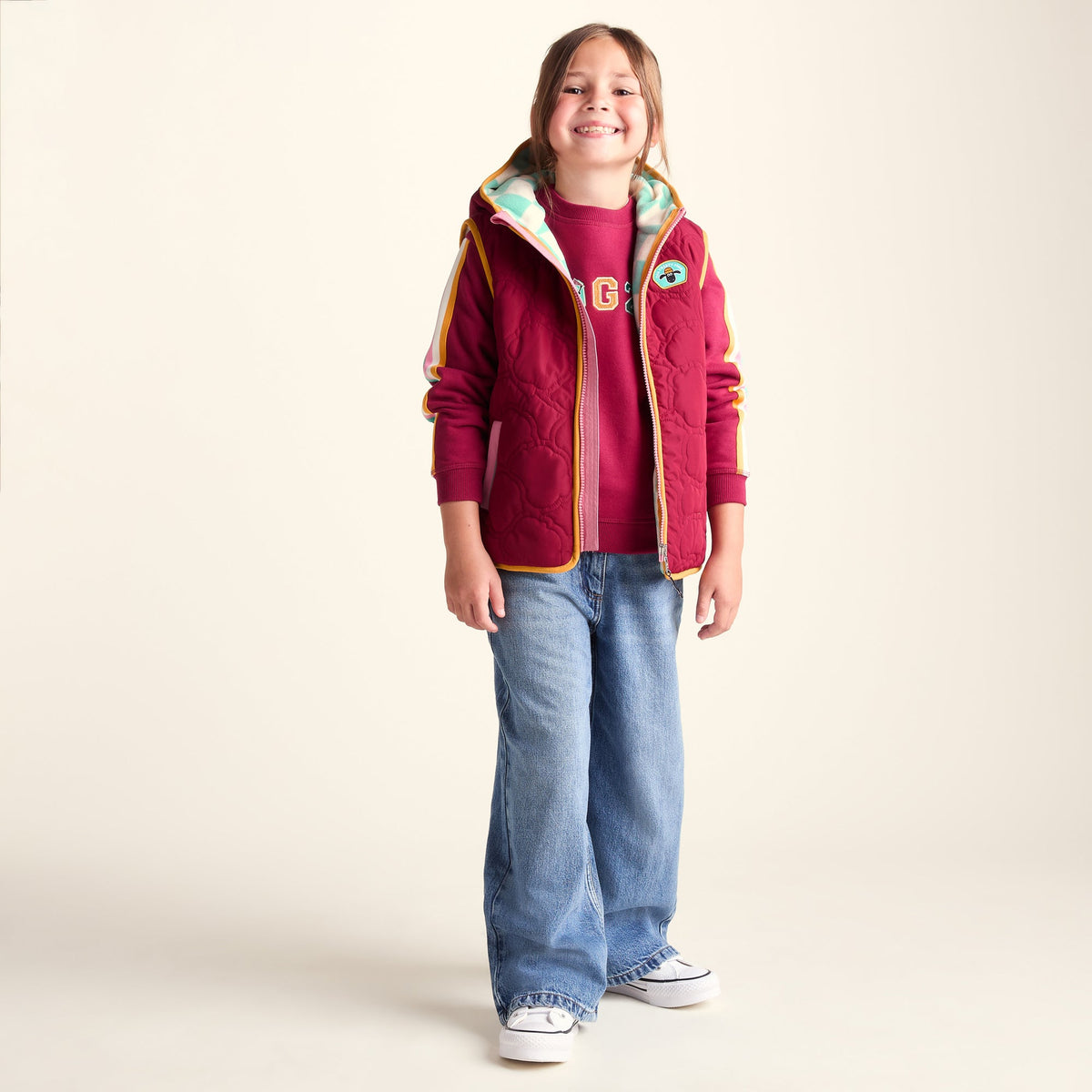 Ancon Shaun the Sheep Kids Insulated Quilted Gilet Microfleece Lining - Beetroot Red - Image 10