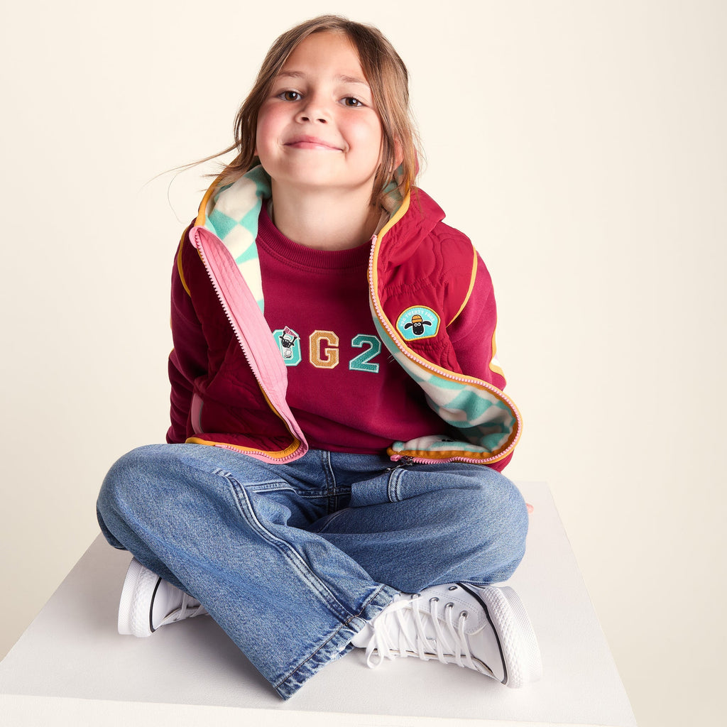 Ancon Shaun the Sheep Kids Insulated Quilted Gilet Microfleece Lining - Beetroot Red - Image 5