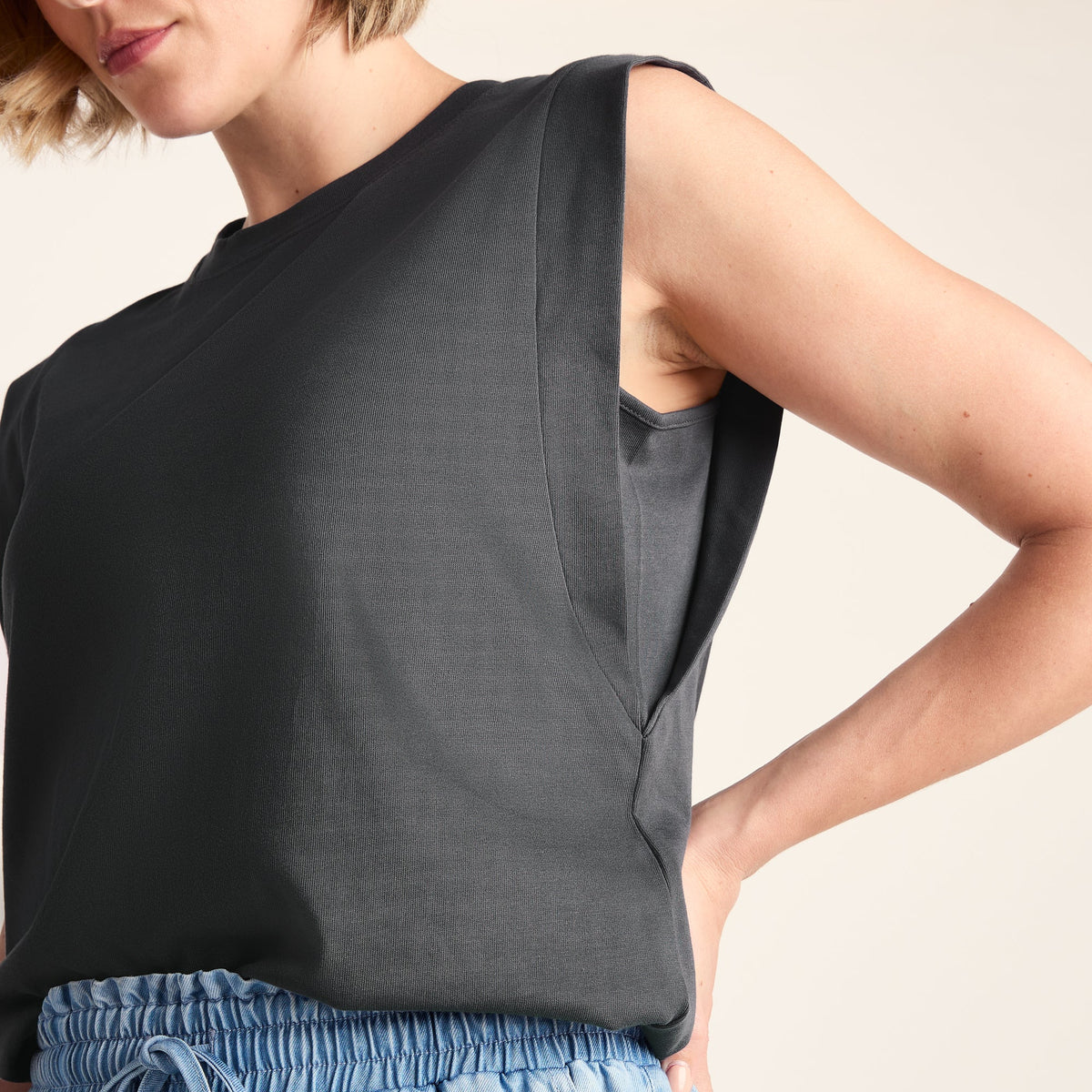 April Womens 100% Cotton Supersoft Boxy Fit Vest - Deep Slate - Image 6