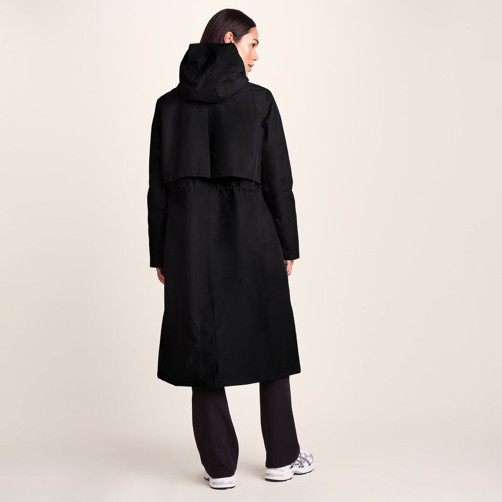 Ari Womens Longline Waterproof Insulated Trench Coat - Black - Image 3