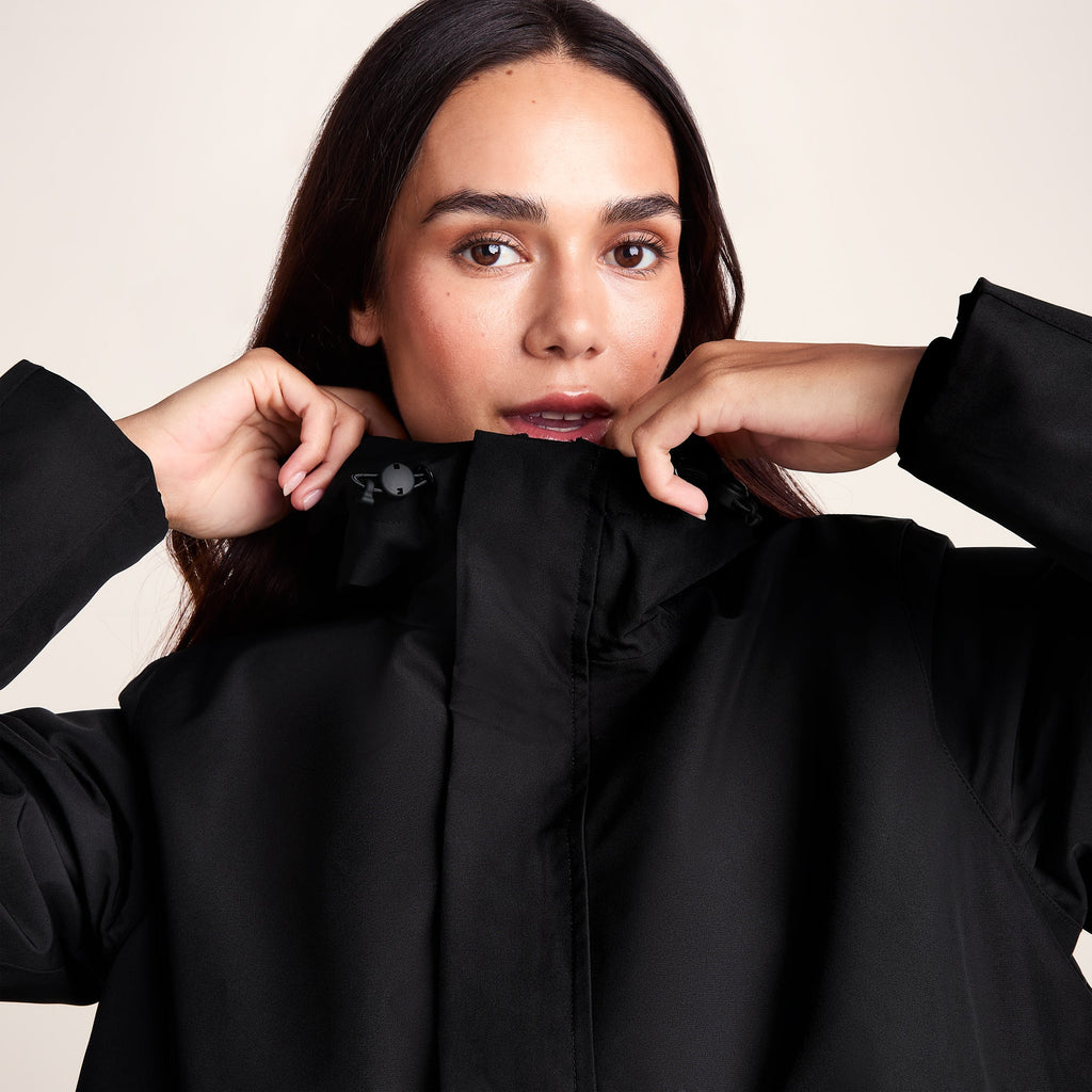 Ari Womens Longline Waterproof Insulated Trench Coat - Black - Image 5