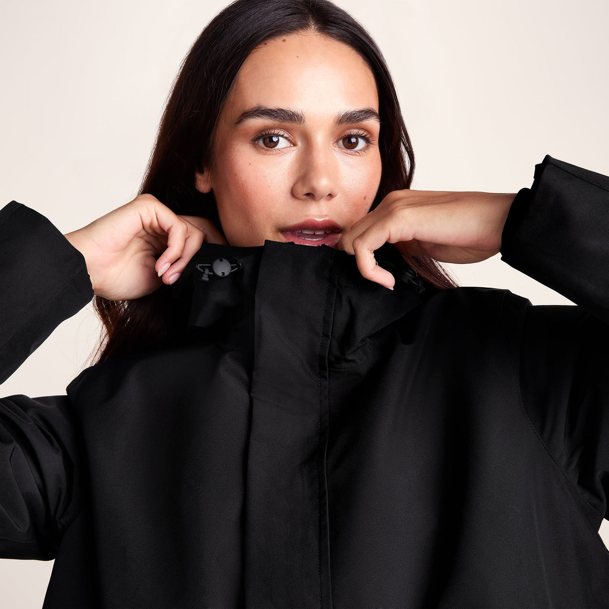 Ari Womens Longline Waterproof Insulated Trench Coat - Black - Image 5
