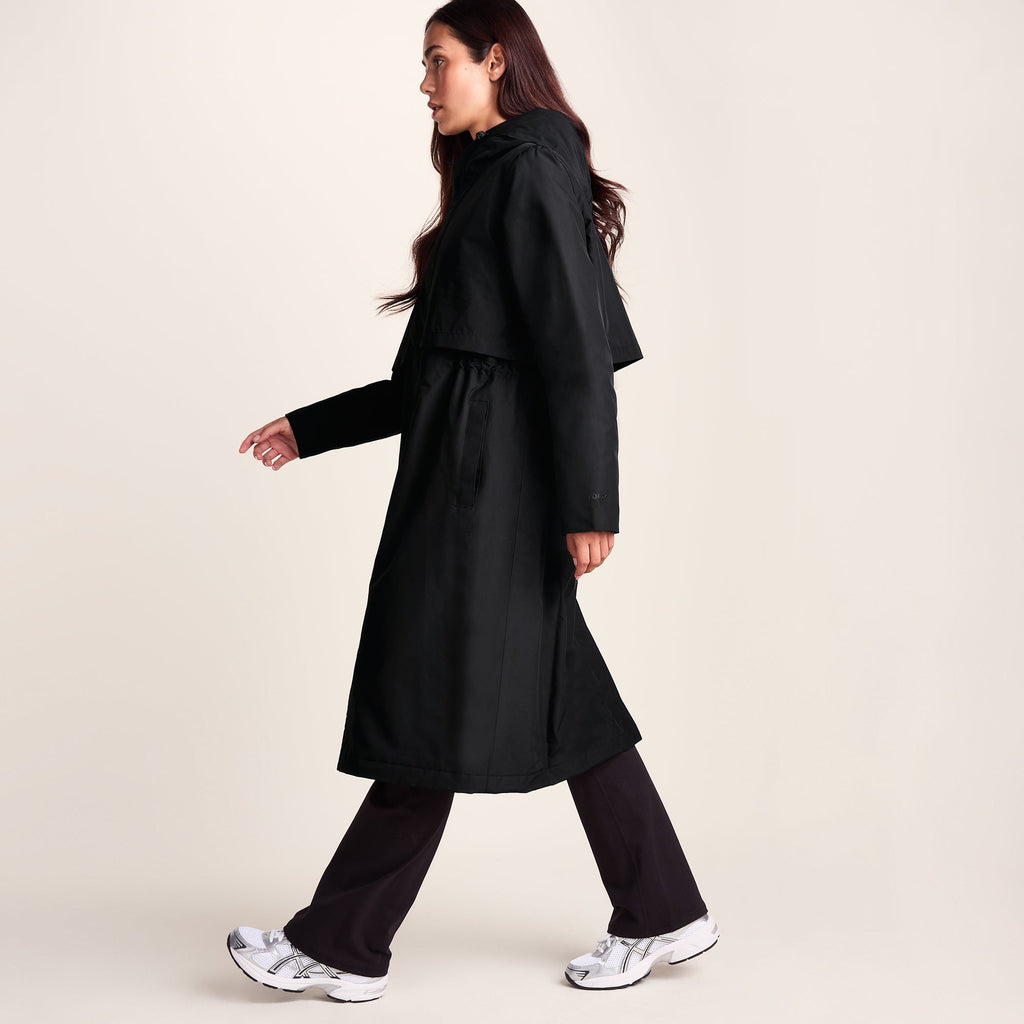 Ari Womens Longline Waterproof Insulated Trench Coat - Black - Image 6