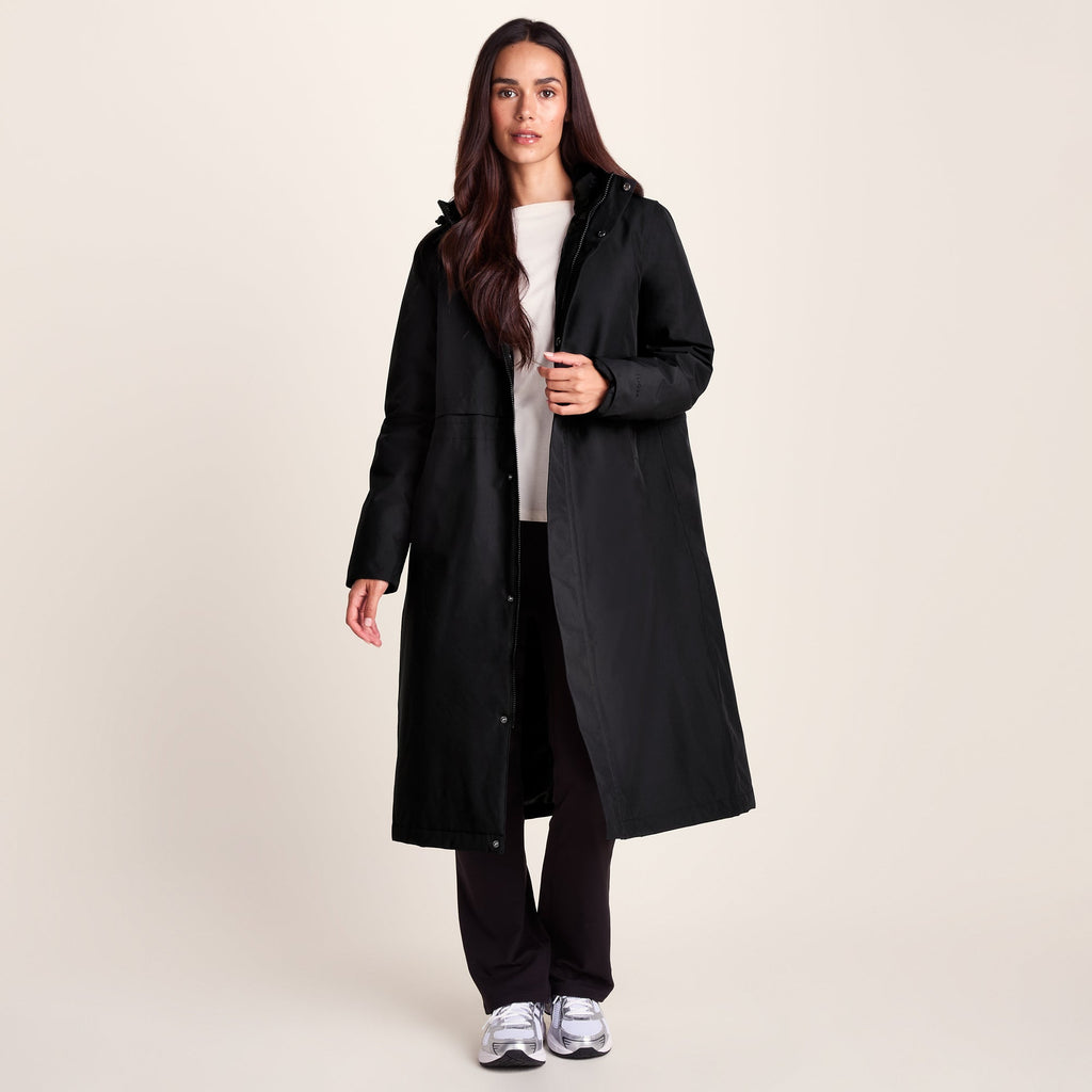 Ari Womens Longline Waterproof Insulated Trench Coat - Black - Image 9