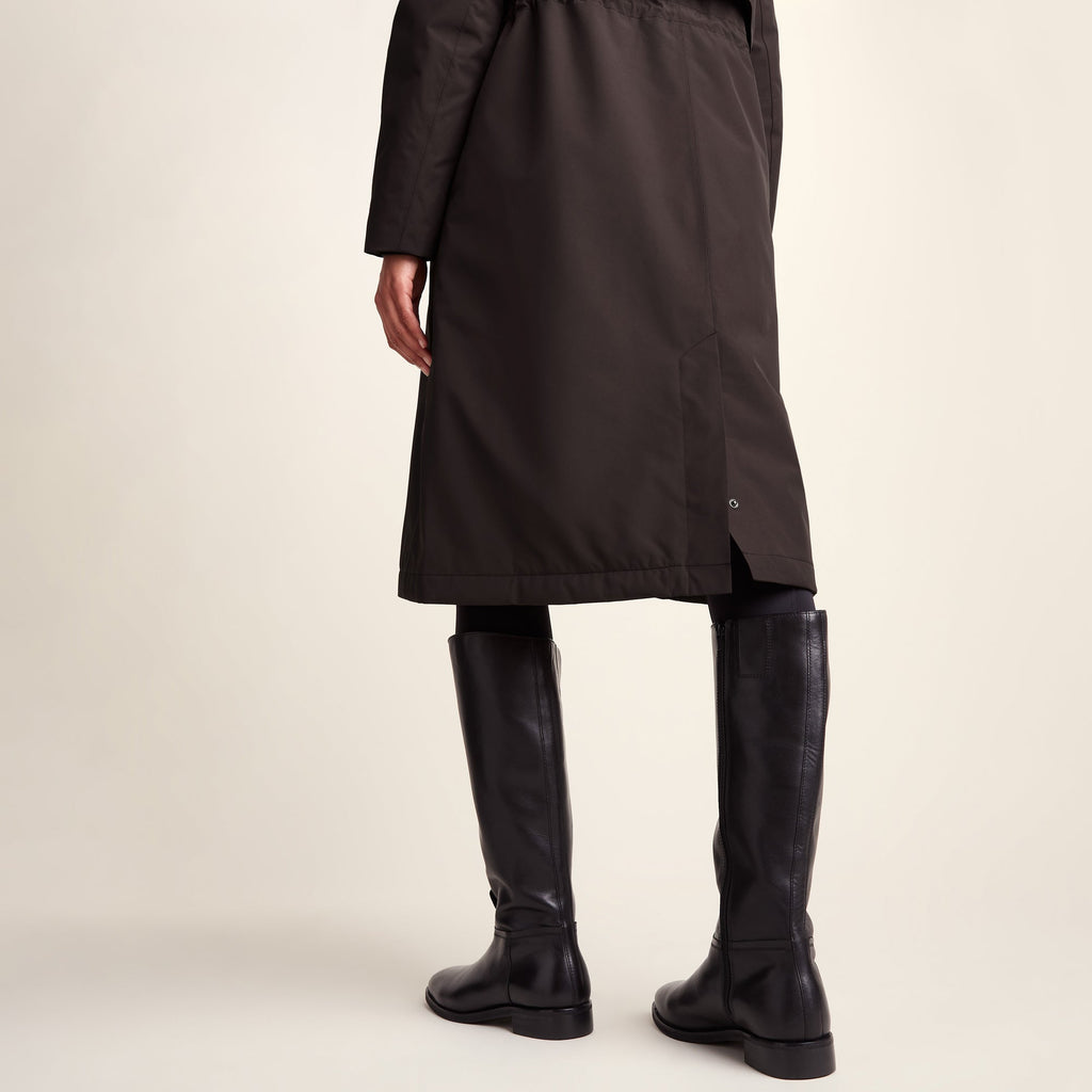 Ari Womens Longline Waterproof Insulated Trench Coat - Chocolate Brown - Image 6