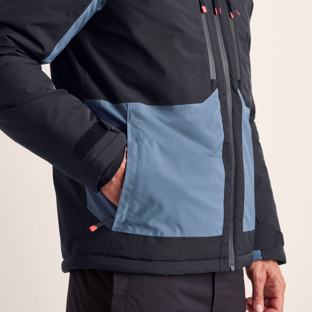 Avoriaz Mens Performance Waterproof Insulated Ski Jacket - Black/Fjord Blue - Image 9