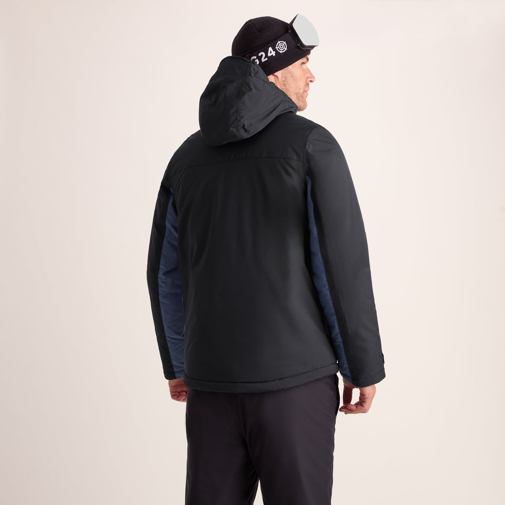 Avoriaz Mens Performance Waterproof Insulated Ski Jacket - Black/Fjord Blue - Image 3
