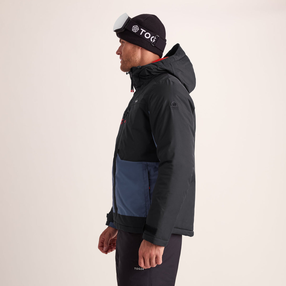 Avoriaz Mens Performance Waterproof Insulated Ski Jacket - Black/Fjord Blue - Image 4