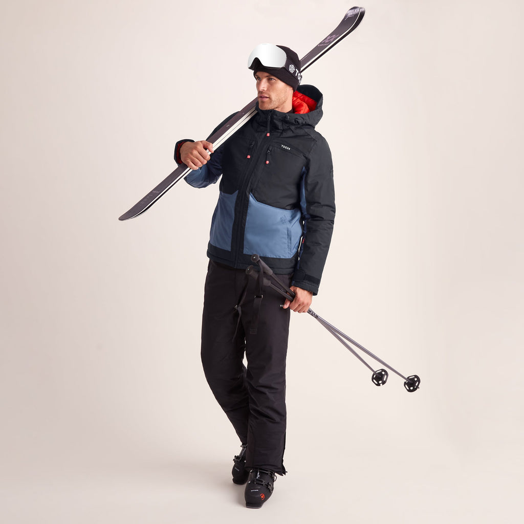 Avoriaz Mens Performance Waterproof Insulated Ski Jacket - Black/Fjord Blue - Image 5