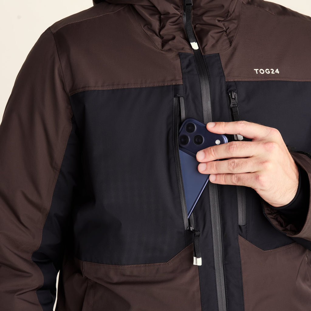 Avoriaz Mens Performance Waterproof Insulated Ski Jacket - Chocolate Brown - Image 9