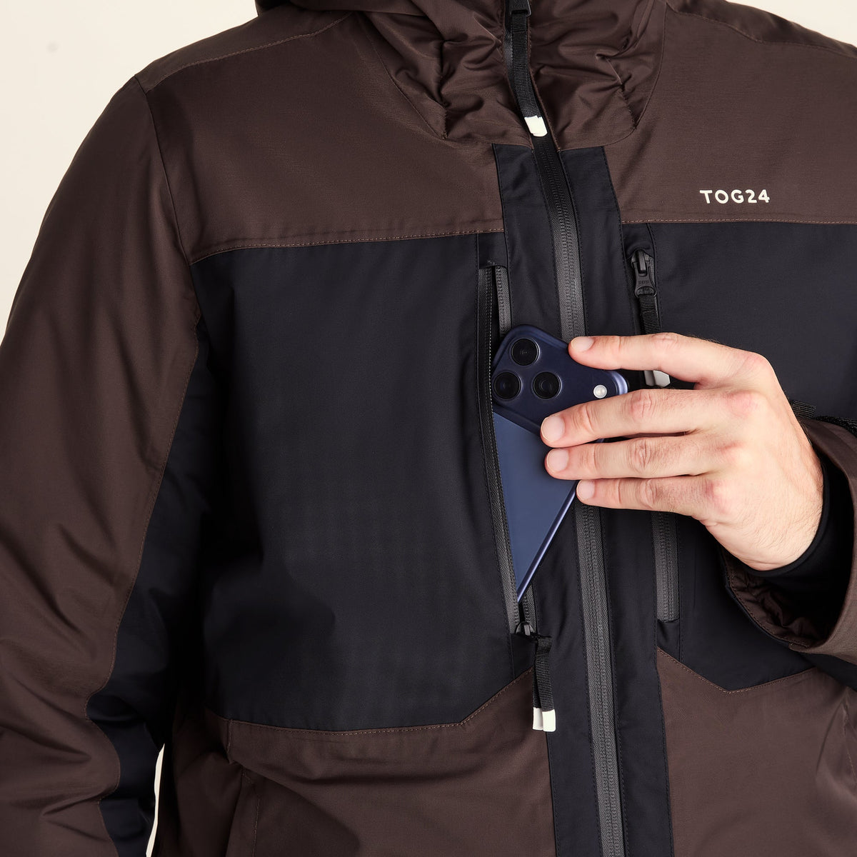Avoriaz Mens Performance Waterproof Insulated Ski Jacket - Chocolate Brown - Image 9