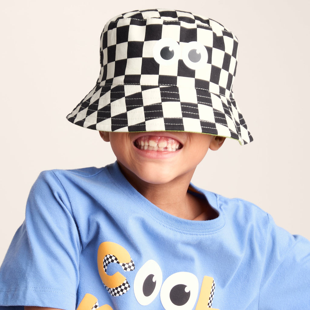Balkhi Kids Shaun the Sheep Bucket Hat - Black White Checkerboard
