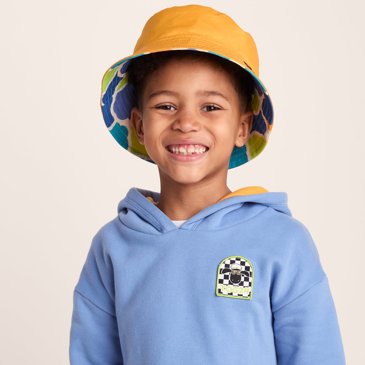 Balkhi Kids Shaun the Sheep Bucket Hat - Lime Cloud Print - Image 3