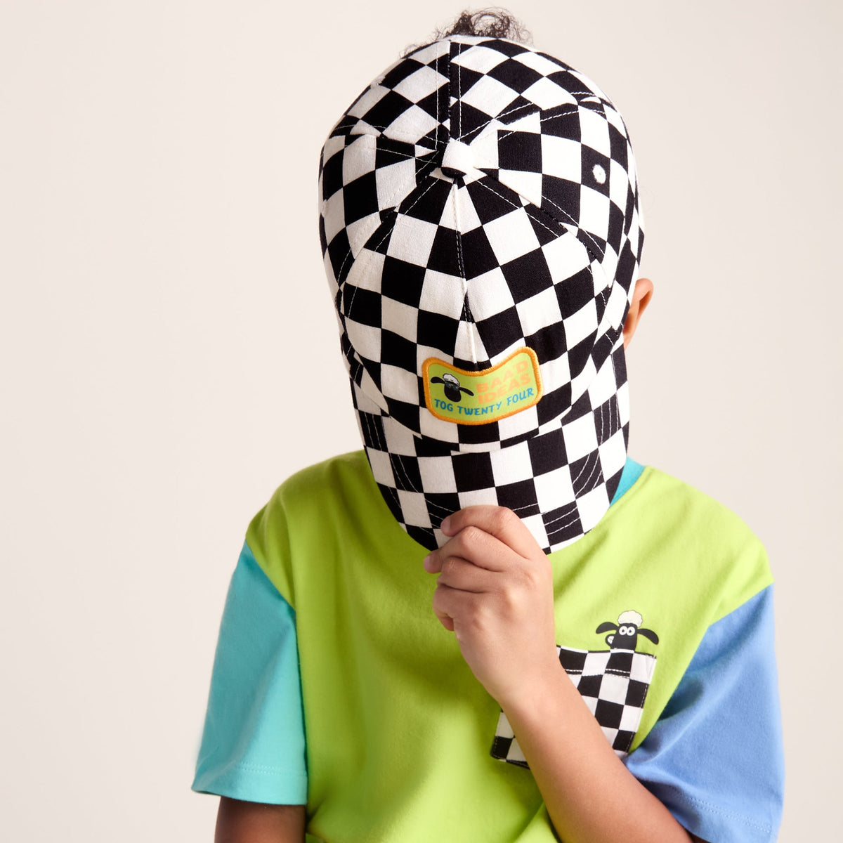 Bardoka Kids Shaun the Sheep Baseball Cap - Black White Checkerboard - Image 2