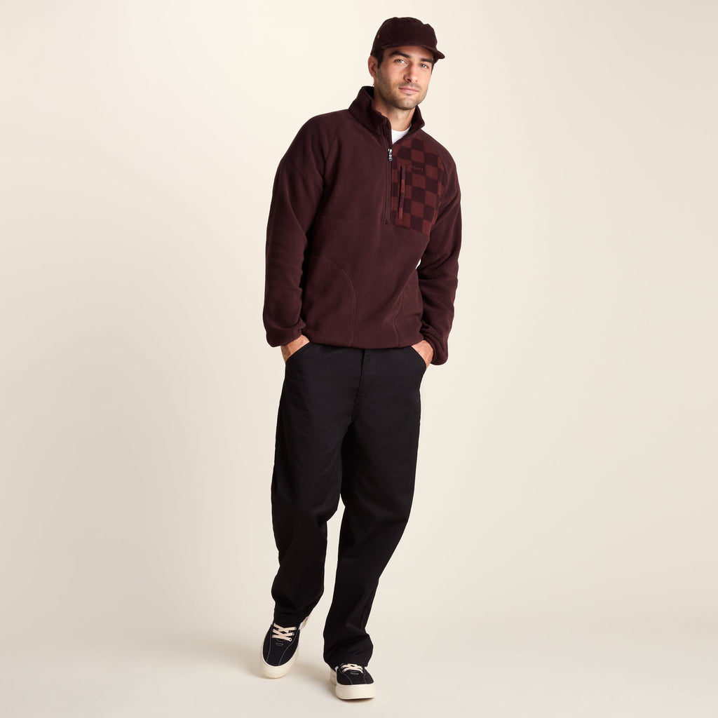 Barker Mens Midweight Microfleece Half Zip Pullover - Deep Brown - Image 2