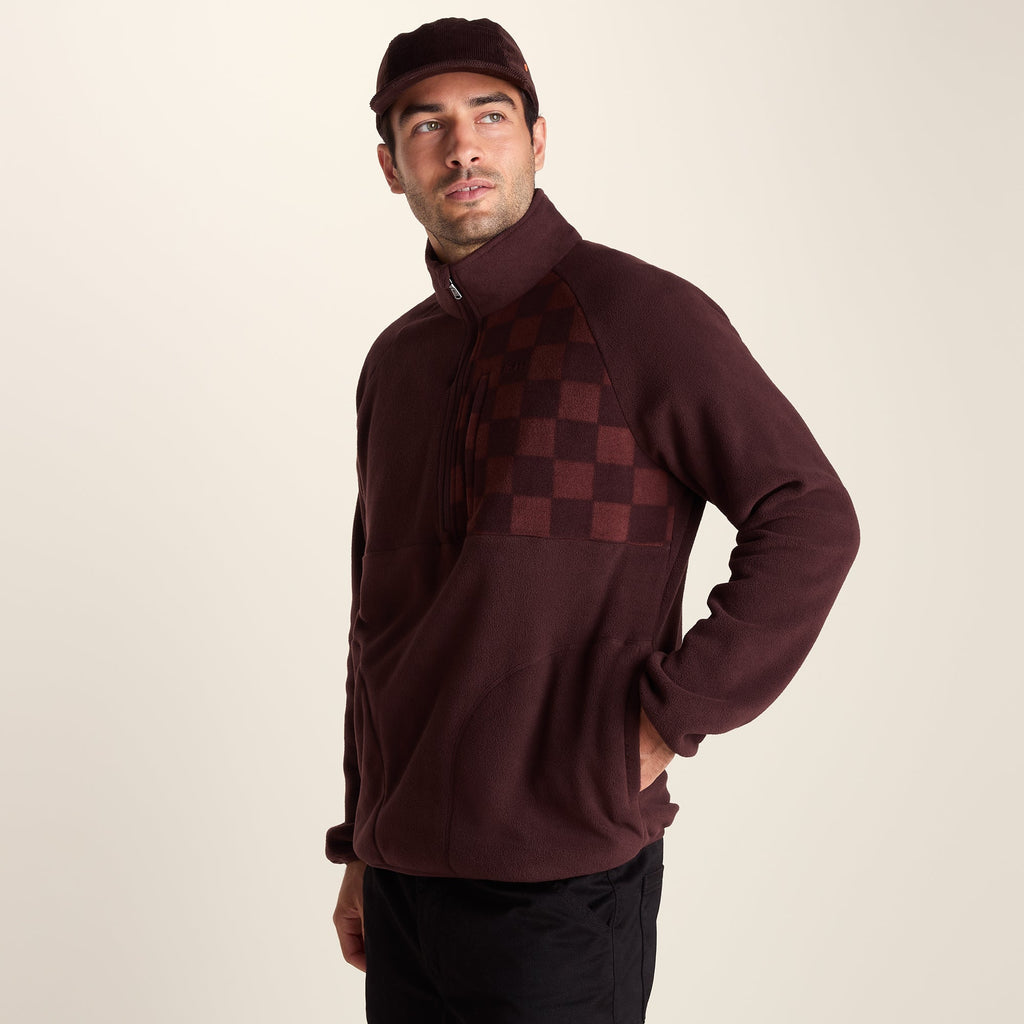 Barker Mens Midweight Microfleece Half Zip Pullover - Deep Brown - Image 6