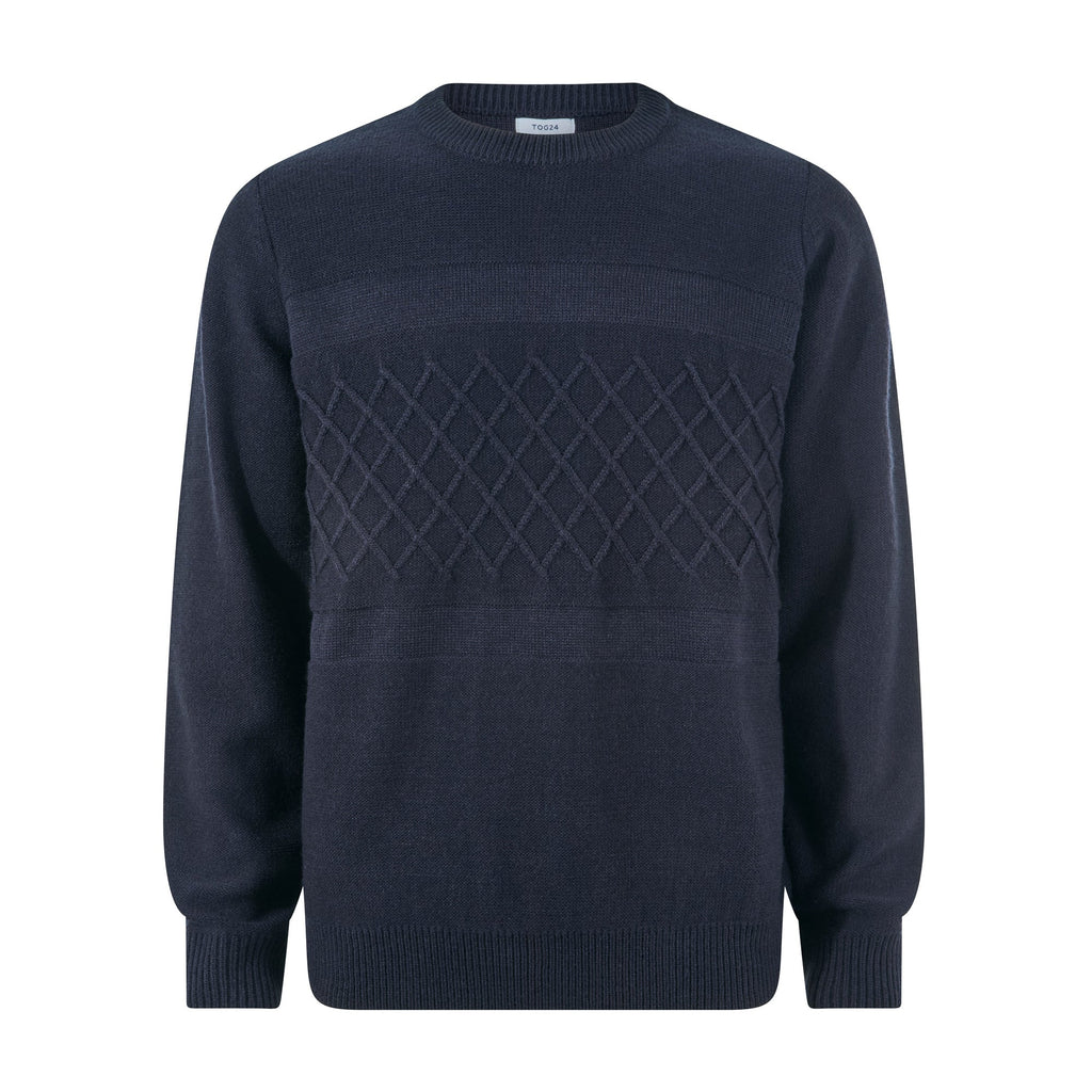Bart Mens Textured Cable Knit Jumper - Deepest Blue - Image 7