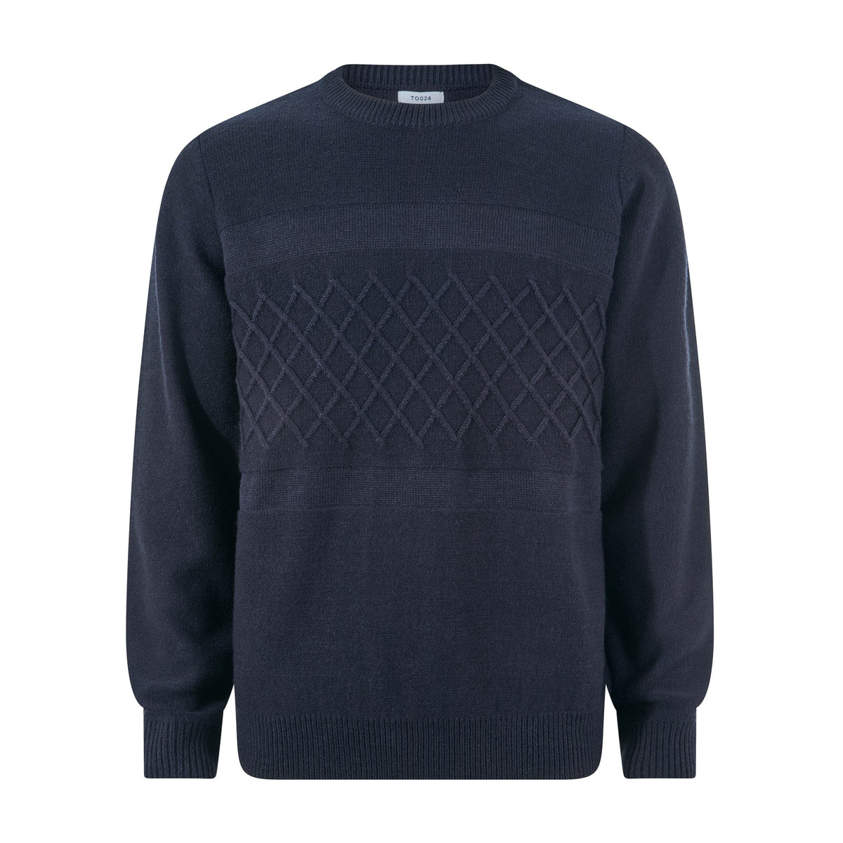 Bart Mens Textured Cable Knit Jumper - Deepest Blue - Image 7