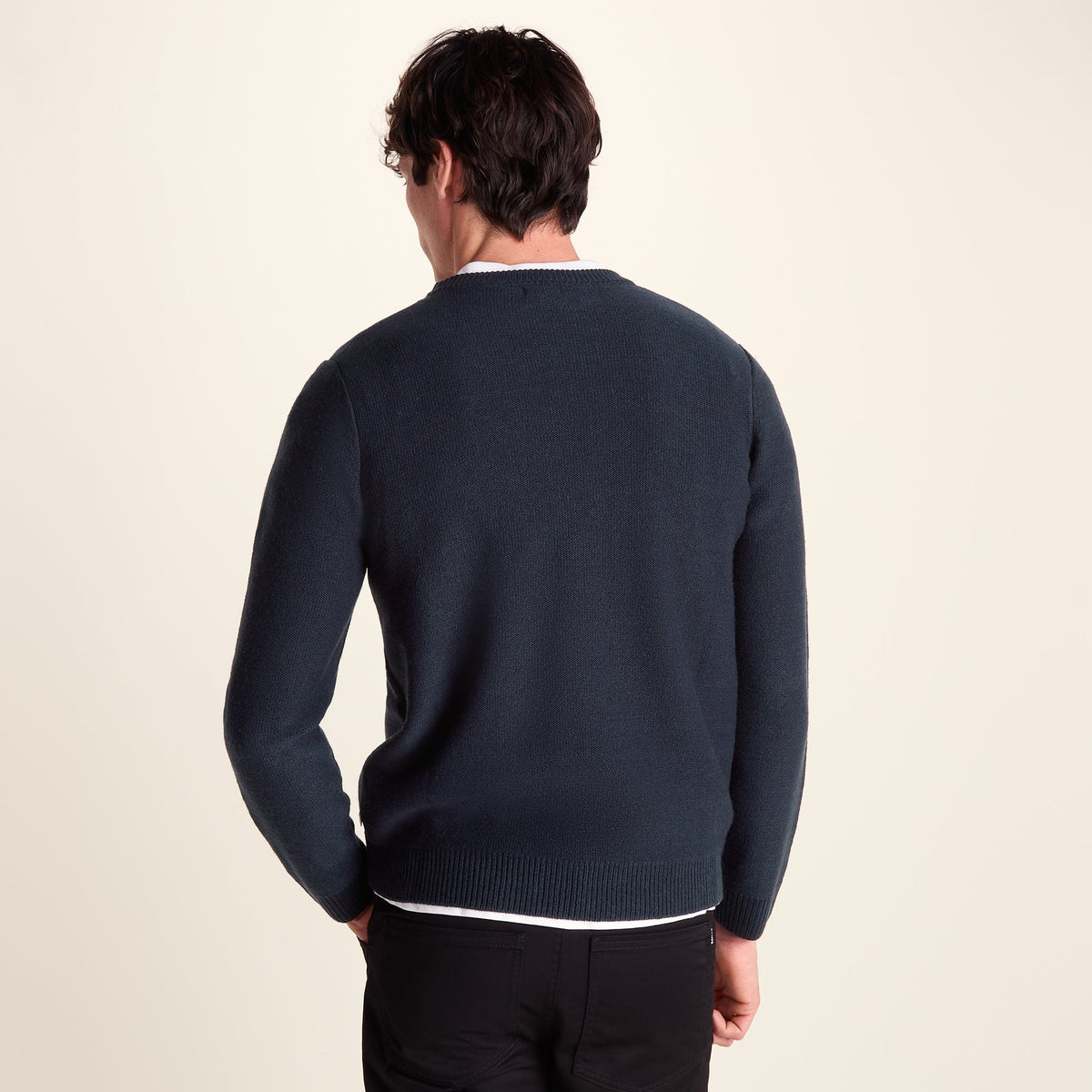 Bart Mens Textured Cable Knit Jumper - Deepest Blue - Image 4