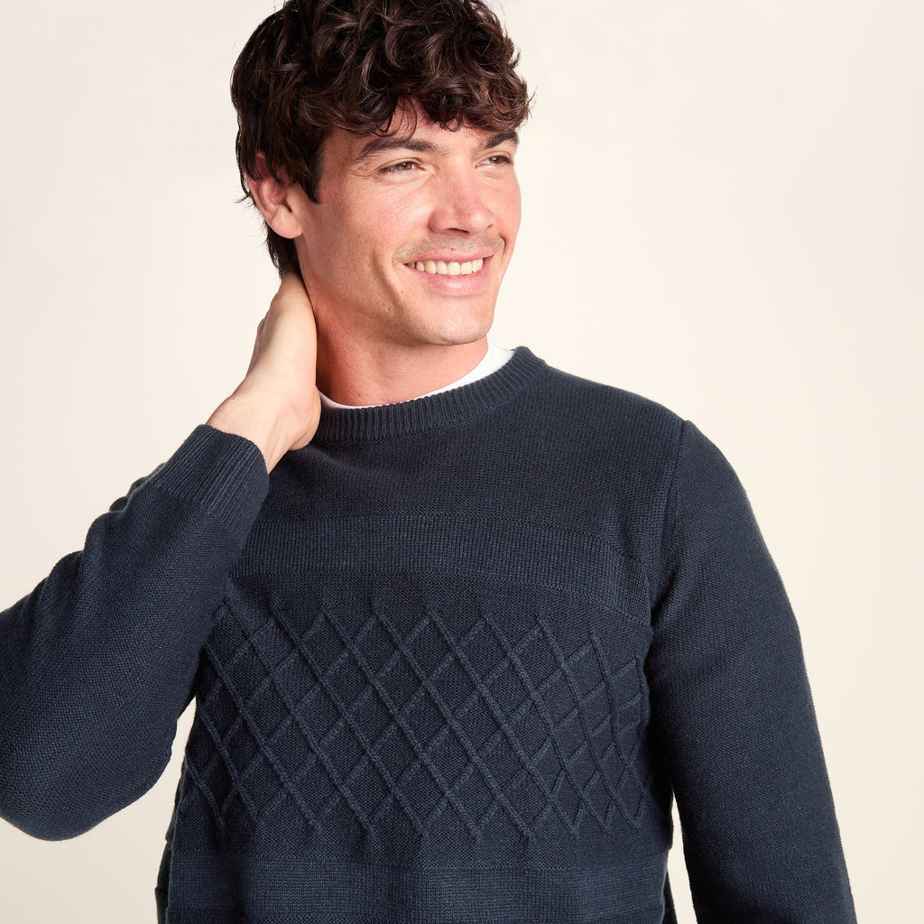 Bart Mens Textured Cable Knit Jumper - Deepest Blue - Image 6