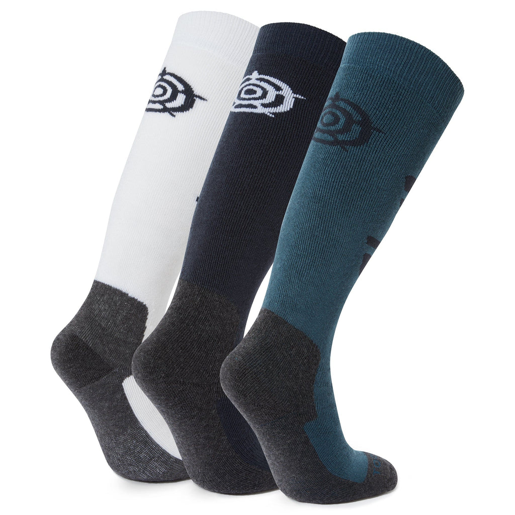 Bergenz 3 Pack Womens Ski Socks - Dark Indigo/Optic White/Jewel Blue - Image 2