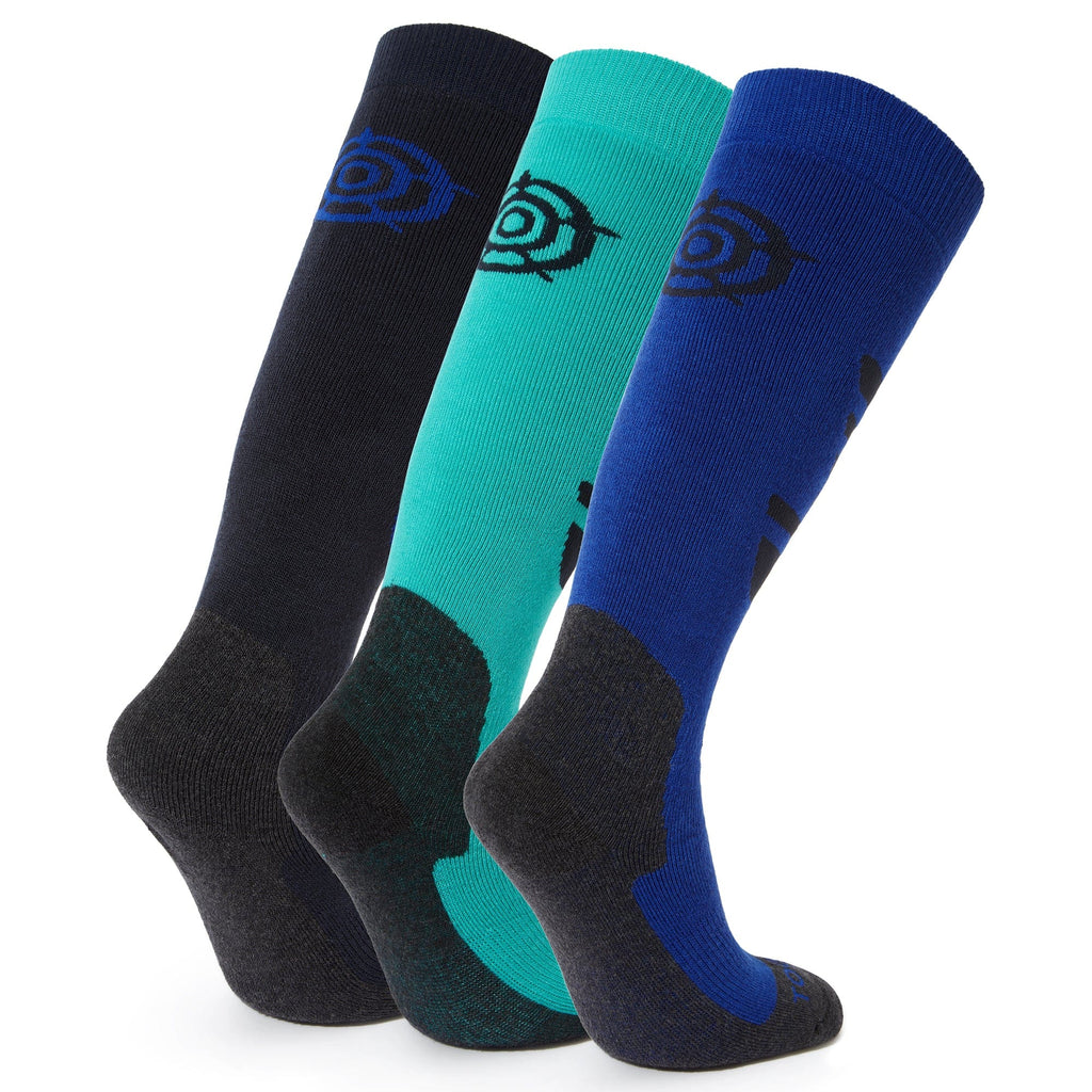 Bergenz 3 Pack Kids Ski Socks - Dark Indigo/Royal Blue /Ceramic Blue - Image 2