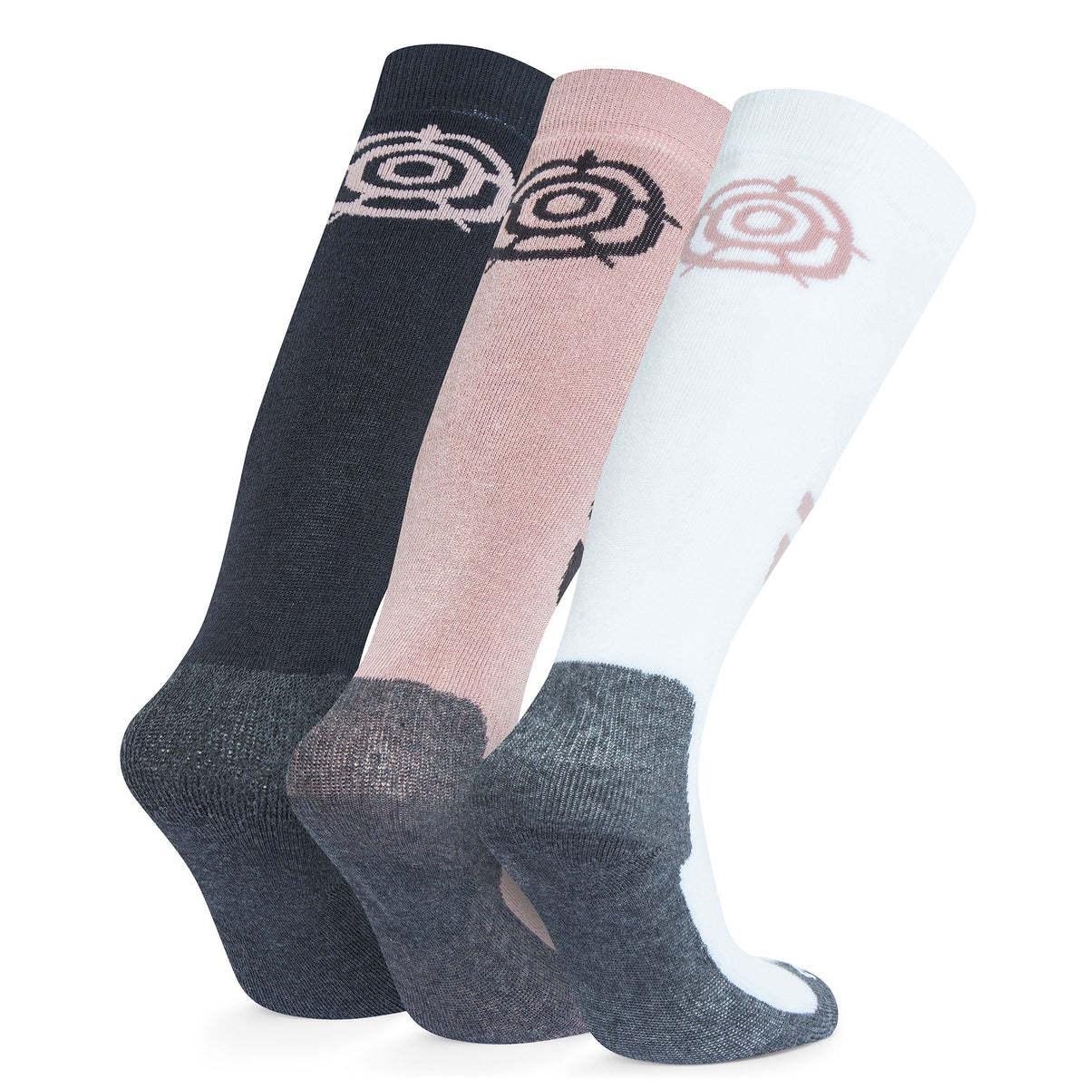Bergenz 3 Pack Kids Ski Socks - Black/Faded Pink/Optic White - Image 2