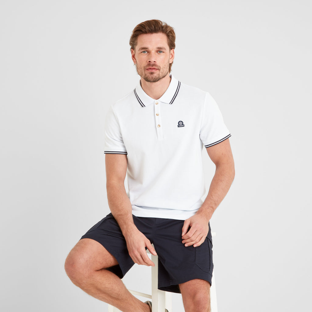Biston Mens 100% Cotton Pique Polo Shirt - Optic White - Image 5