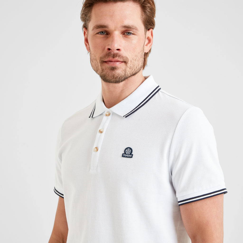 Biston Mens 100% Cotton Pique Polo Shirt - Optic White - Image 6