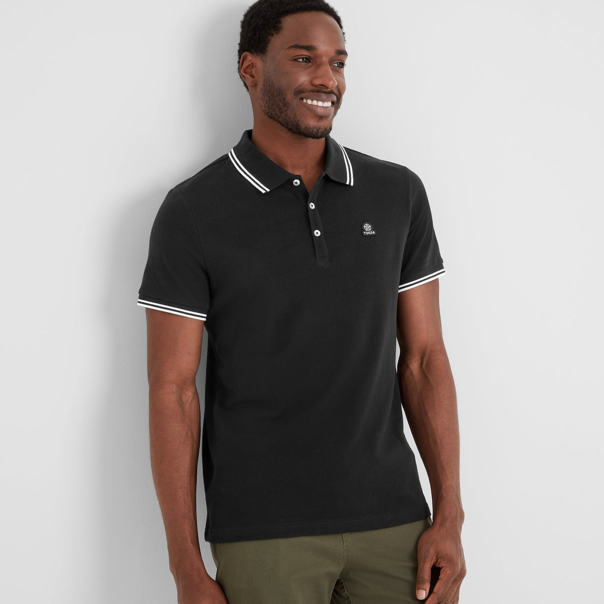 Biston Mens 100% Cotton Pique Polo Shirt - Black - Image 3