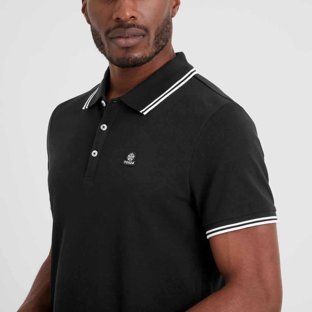 Biston Mens 100% Cotton Pique Polo Shirt - Black - Image 2