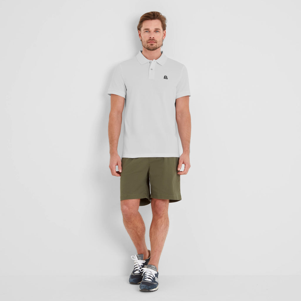 Braunton Mens 100% Cotton Pique Polo Shirt - Optic White - Image 2