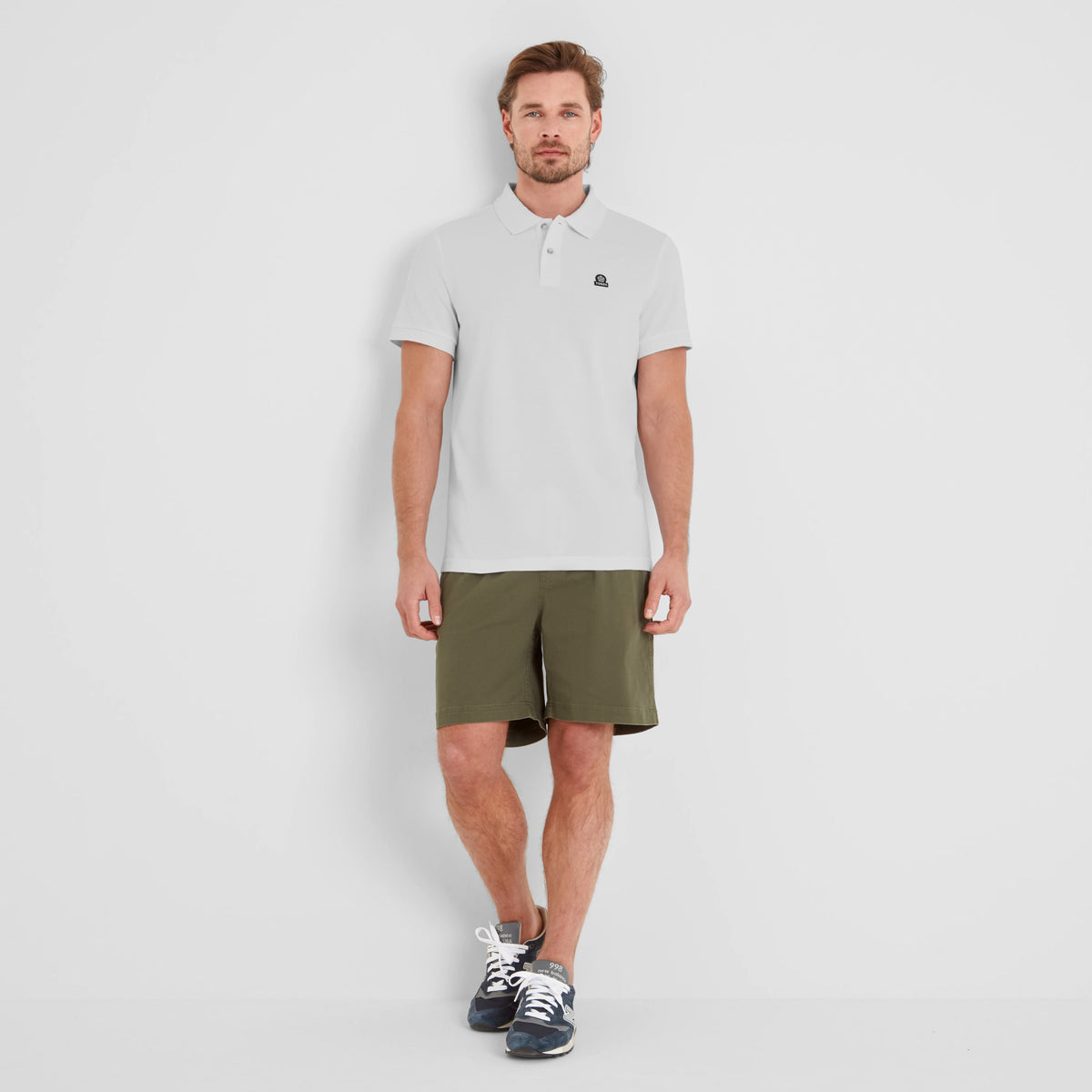 Braunton Mens 100% Cotton Pique Polo Shirt - Optic White - Image 2