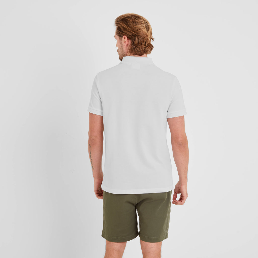Braunton Mens 100% Cotton Pique Polo Shirt - Optic White - Image 3