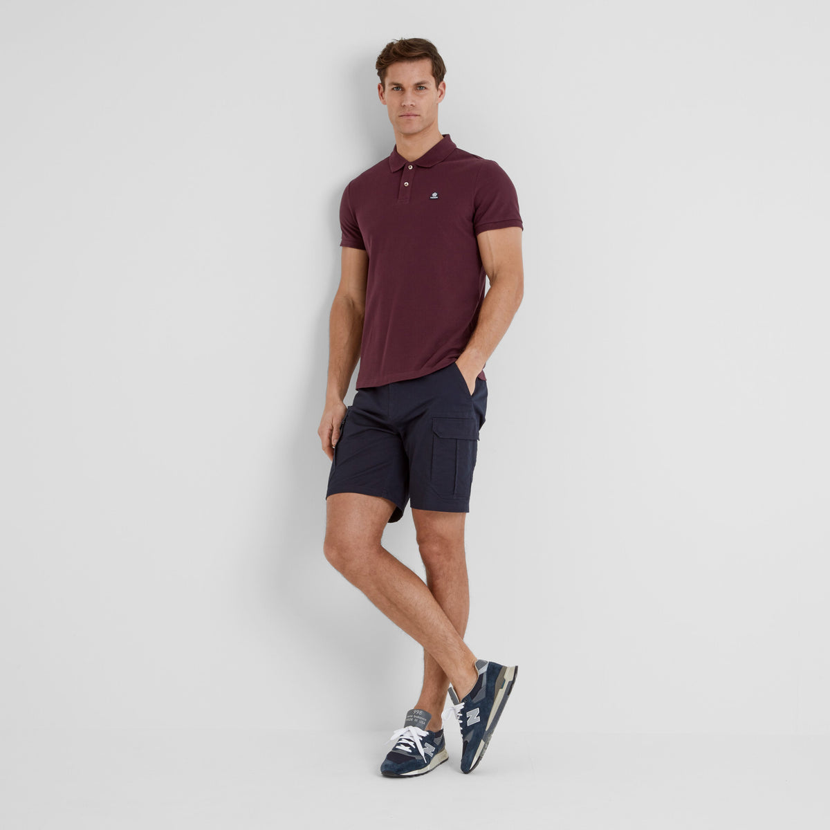 Braunton Mens 100% Cotton Pique Polo Shirt - Deep Port - Image 2