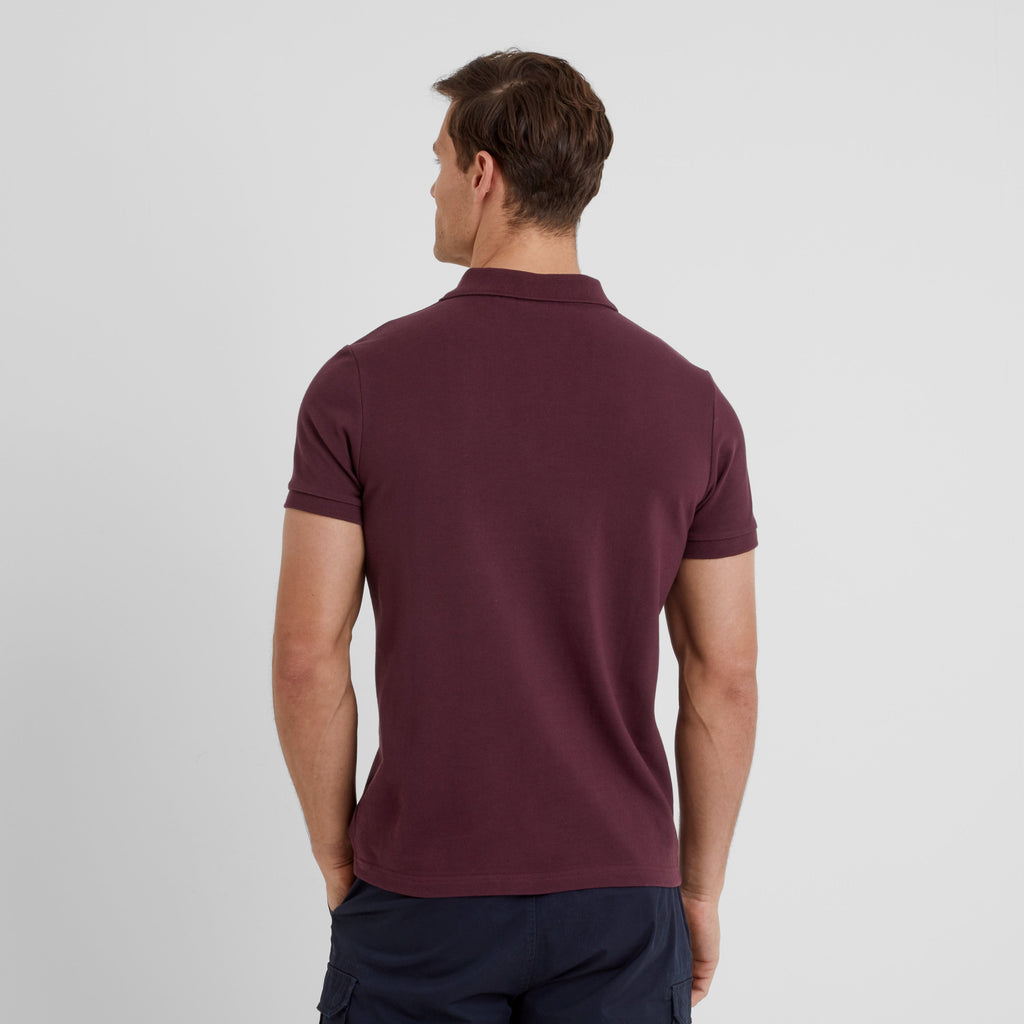 Braunton Mens 100% Cotton Pique Polo Shirt - Deep Port - Image 3