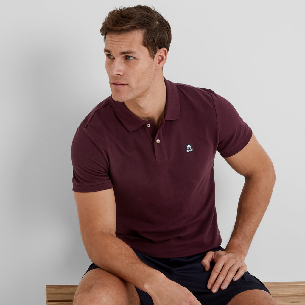 Braunton Mens 100% Cotton Pique Polo Shirt - Deep Port - Image 4
