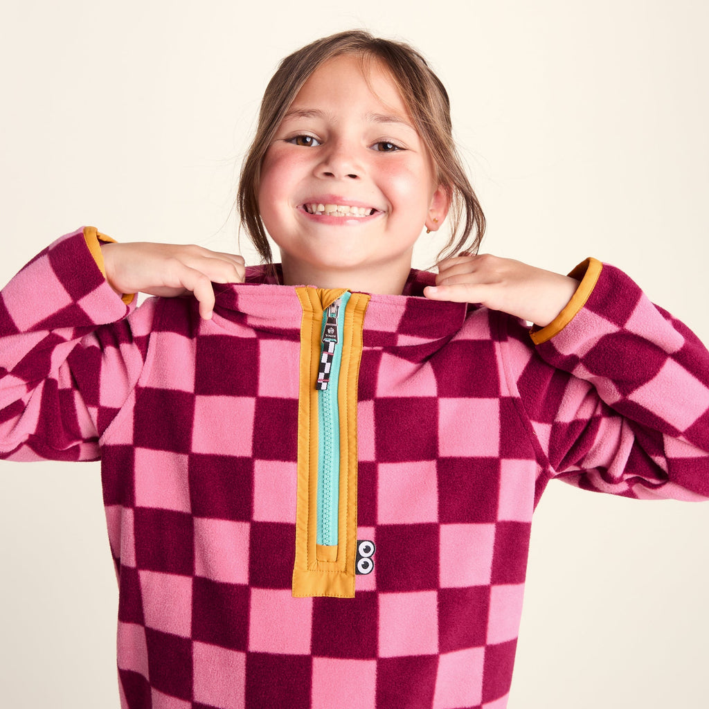 Brecknock Kids Shaun the Sheep Fleece Zip Neck - Candy Floss/Beetroot Red - Image 5