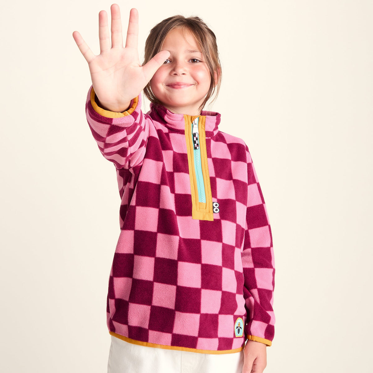 Brecknock Kids Shaun the Sheep Fleece Zip Neck - Candy Floss/Beetroot Red - Image 6