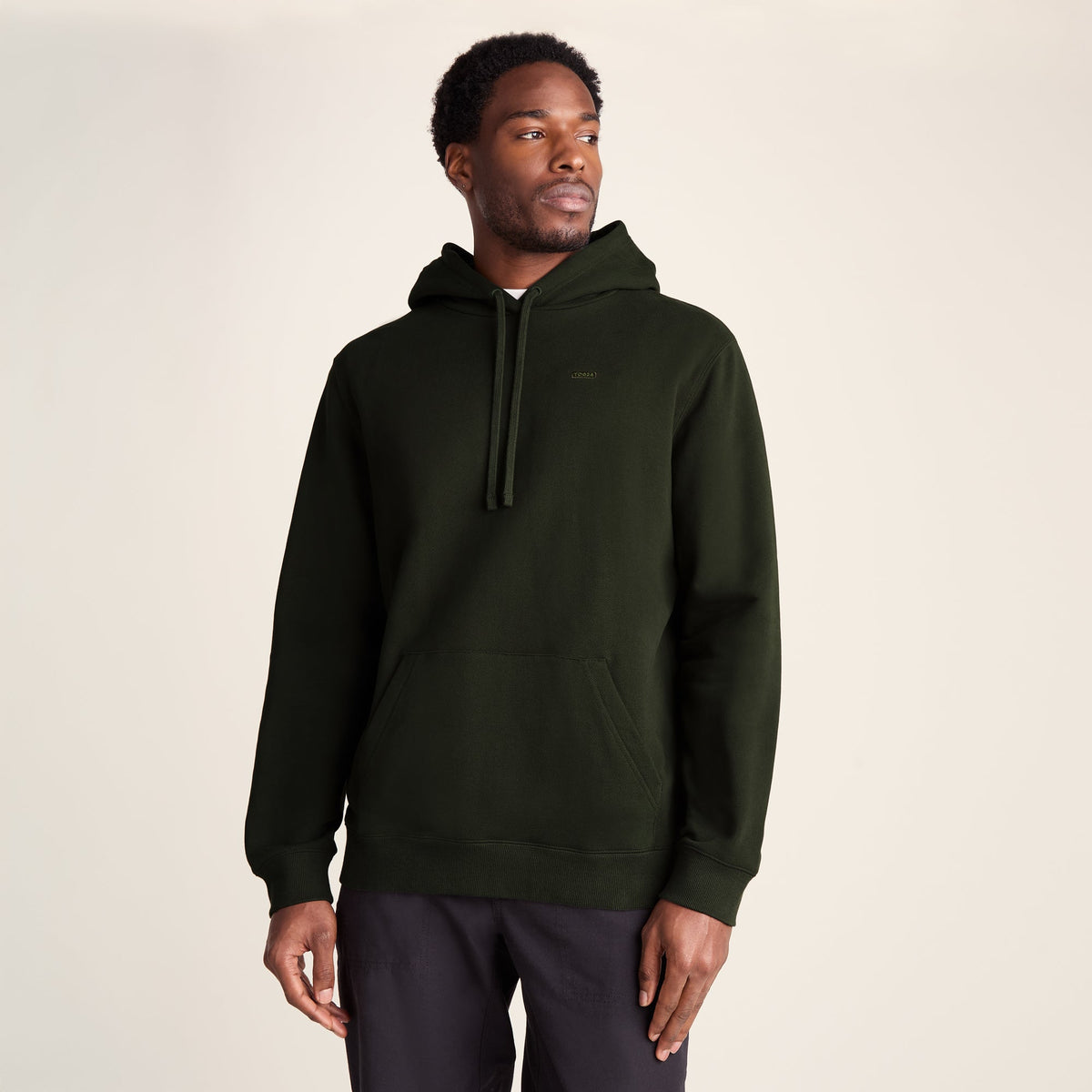 Carlton Mens Oversized Heavyweight 100% Cotton Hoody - Dark Olive Green - Image 2