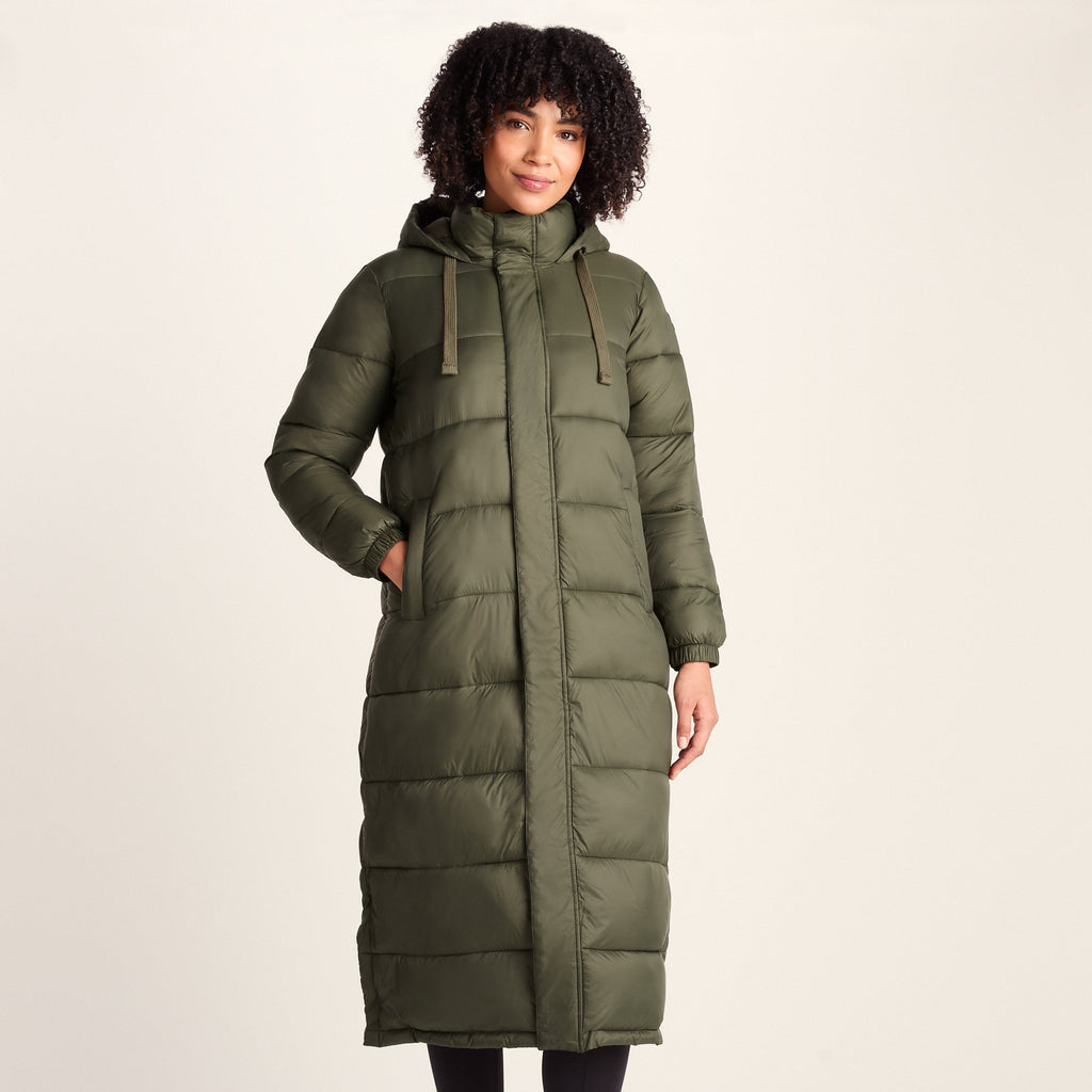 Cautley Womens Long Padded Shower Resistant Jacket - Khaki - Image 5